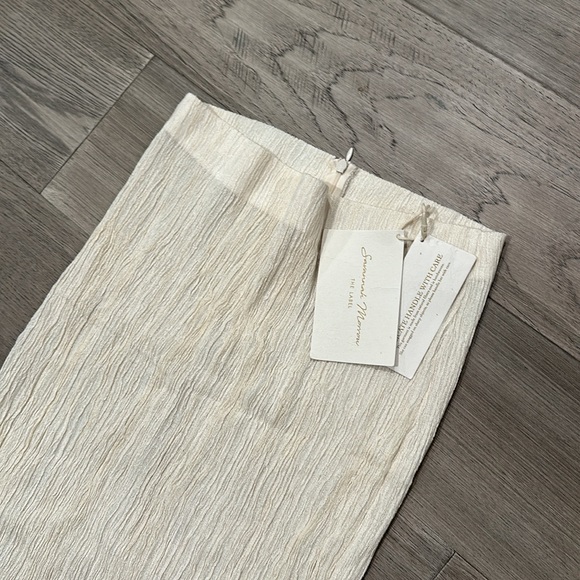 Savannah Morrow Cream Plissé Maxi Bamboo Silk Skirt Size Small - Picture 10 of 16